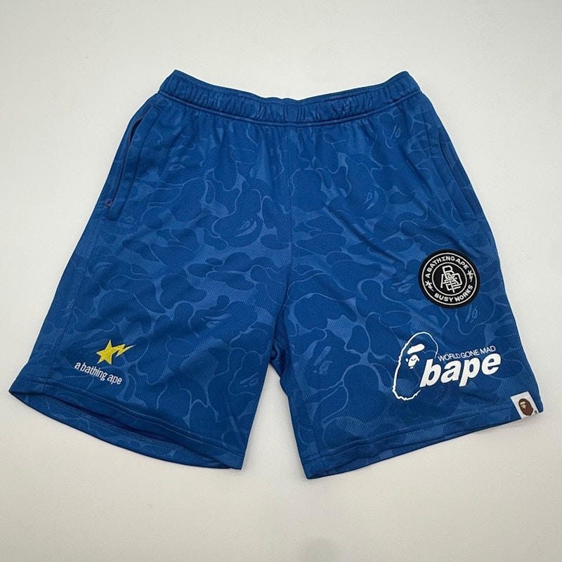 A Bathing Ape World Gone Mad Mesh Shorts Blue
