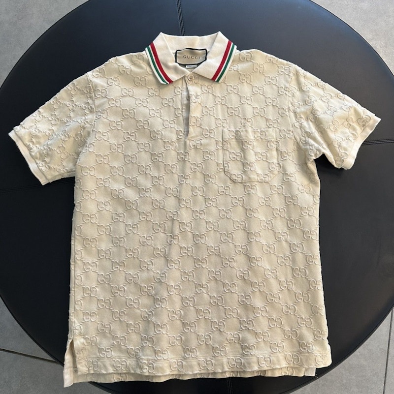Gucci GG Jacquard Polo Shirt Cream