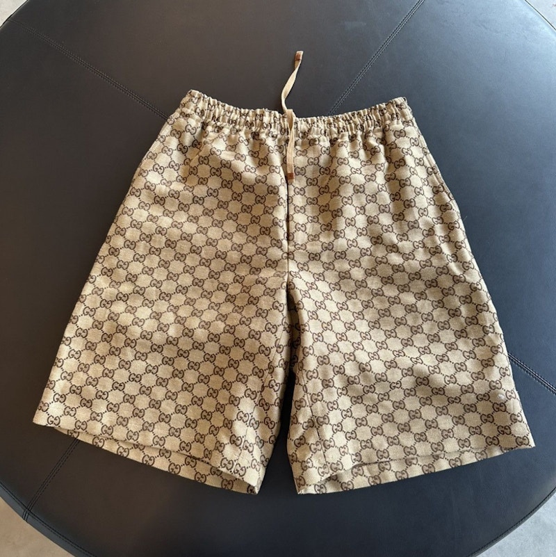 Gucci GG Linen Blend Shorts Brown