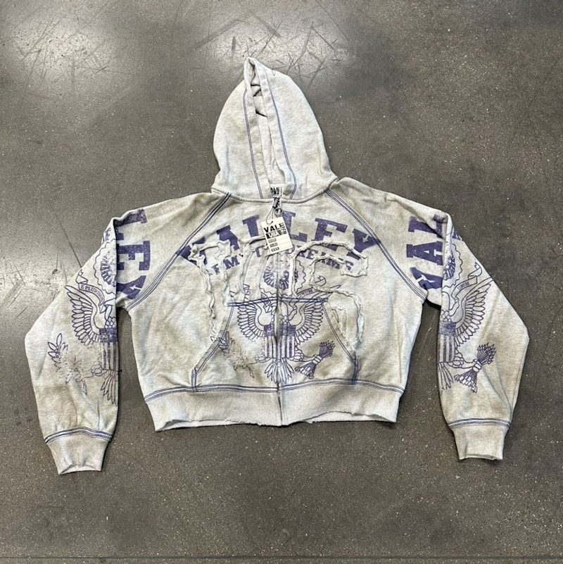 Vale Forever Army Zip-Up Hoodie Grey