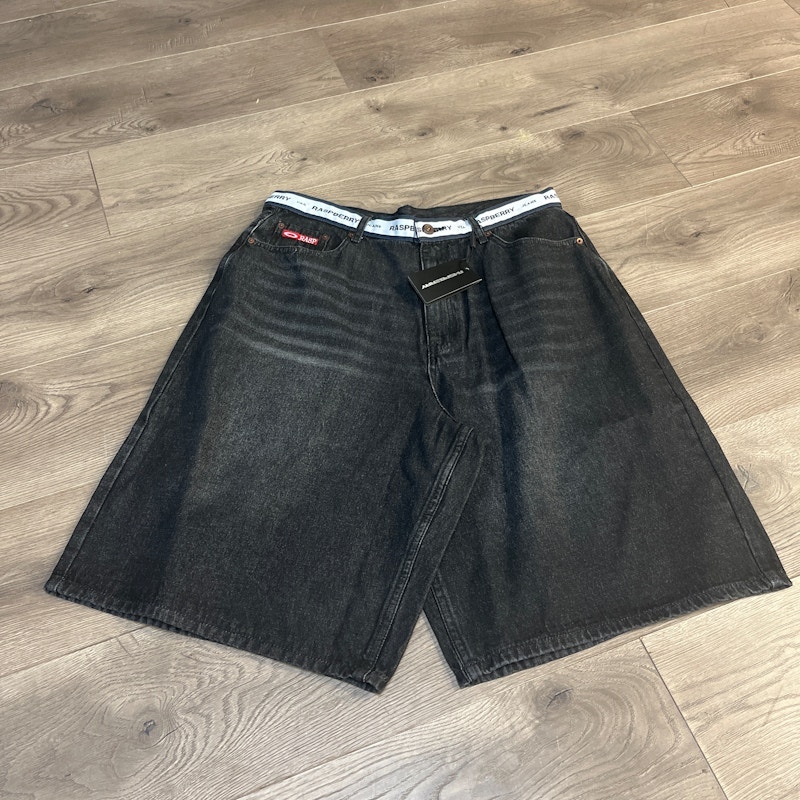 Raspberry Denim Long Shorts Black