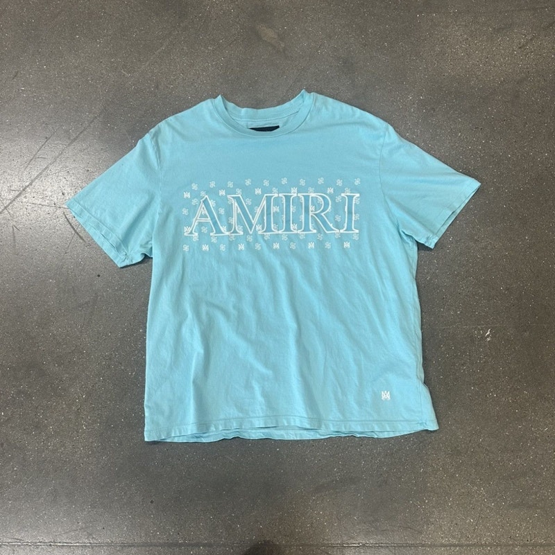 Amiri MA Paisley Logo T-Shirt Light Blue