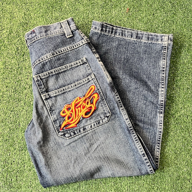JNCO Y2K Tribal Jeans Blue Baggy Denim