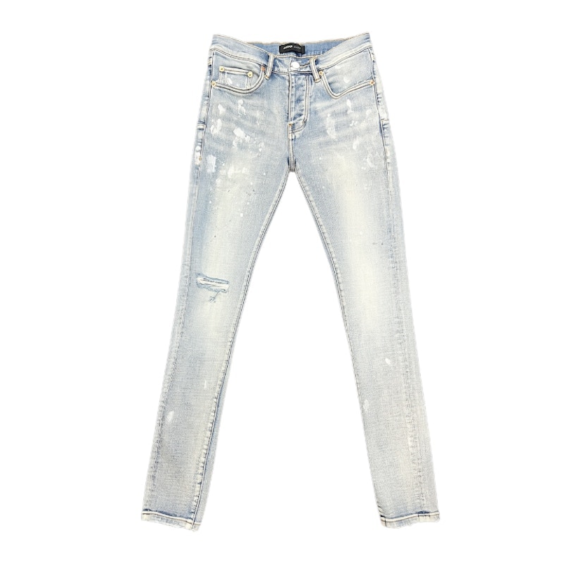 Purple Brand Paint Splatter Jeans Light Blue