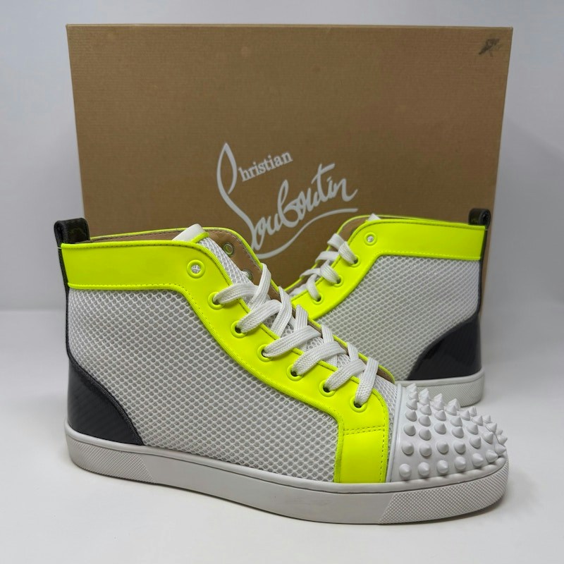 Christian Louboutin Louis Spikes Orlato High Top White Neon Yellow