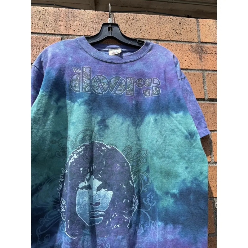 Y2K Liquid Blue The Doors Vintage Tie Dye Shirt Jim Morrison
