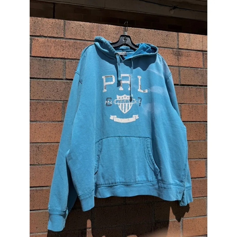 Polo Ralph Lauren PRL Jeans Vintage Faded Teal Crest Hoodie