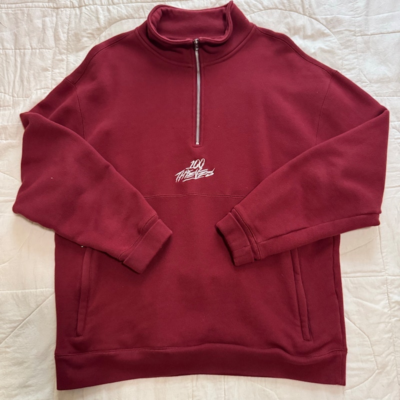100 Thieves Quarter Zip Sweatshirt Burgundy