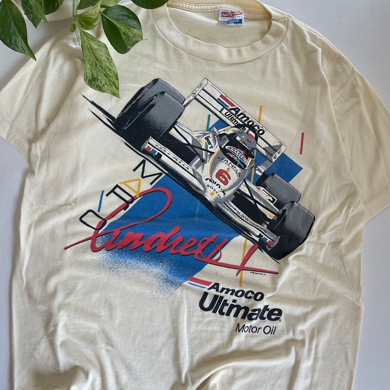 1988 National Amoco Ultimate Mario Andretti T-Shirt Cream