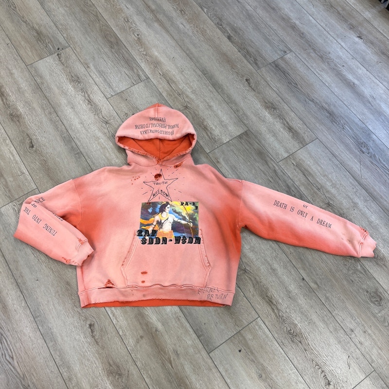 PALY Distressed Graphic Hoodie Orange