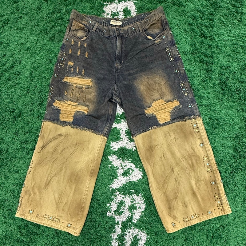 Vale Distressed Embellished Denim Jeans