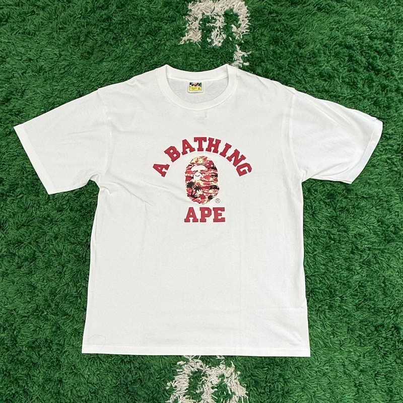 A Bathing Ape Palm Tree Camo College Tee White