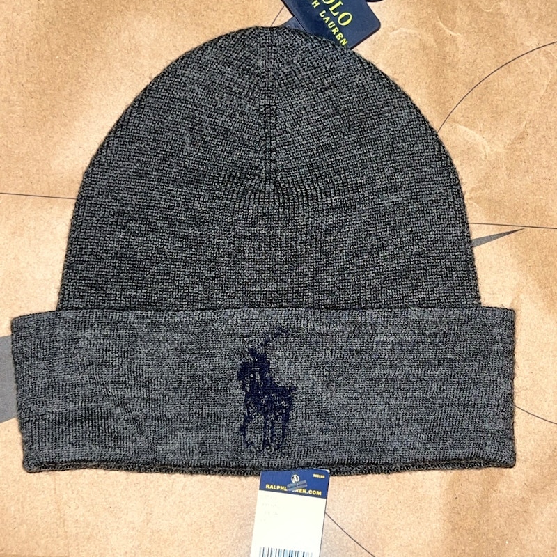 Polo Ralph Lauren Merino Wool Cuffed Beanie Grey