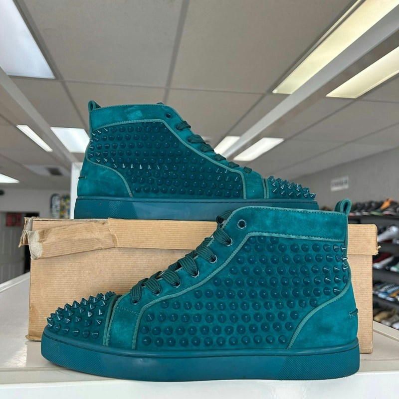 Christian Louboutin Louis Orlato Flat Veau Velours Spikes Amazonia