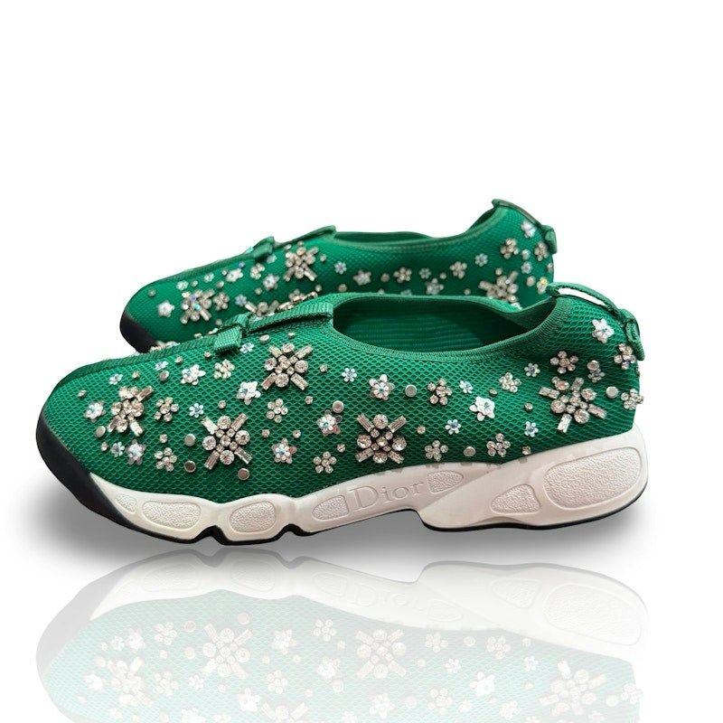 Dior Fusion Embellished Mesh Sneaker Green