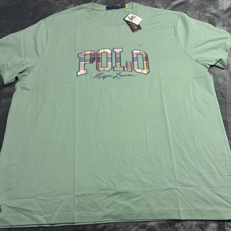 Polo Ralph Lauren Plaid Logo Graphic T-Shirt Mint