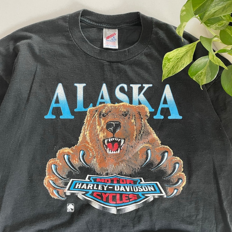 90s Harley-Davidson Alaska Graphic T-Shirt Black