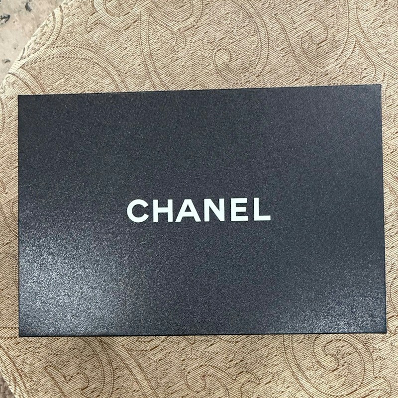 Chanel CC CoCo Mark Chain Flat Flat Sandals Tweed Black (Women's)