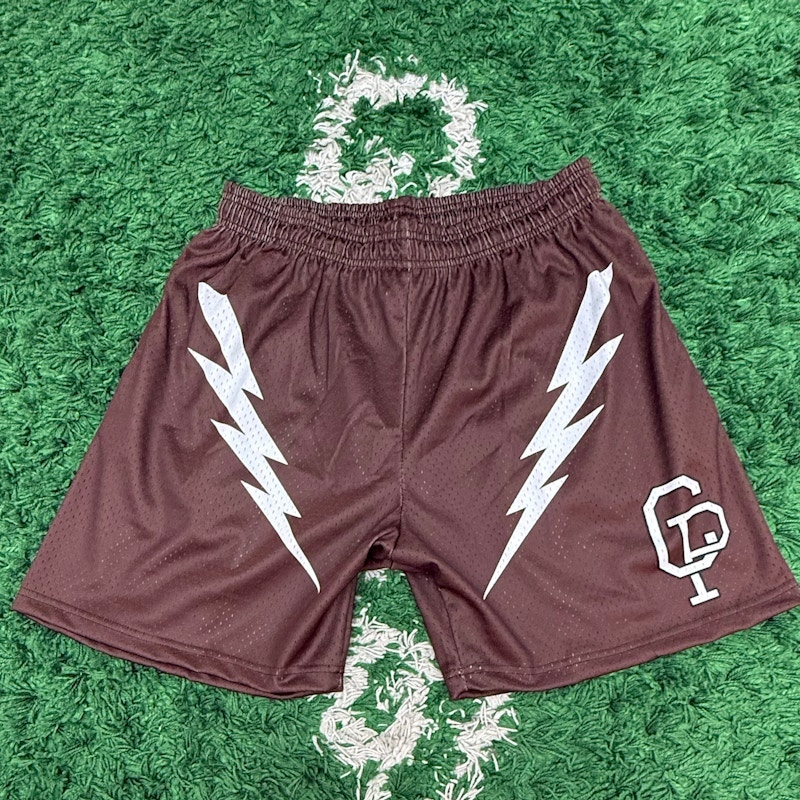 Crispy NYC Logo Mesh Shorts Brown White