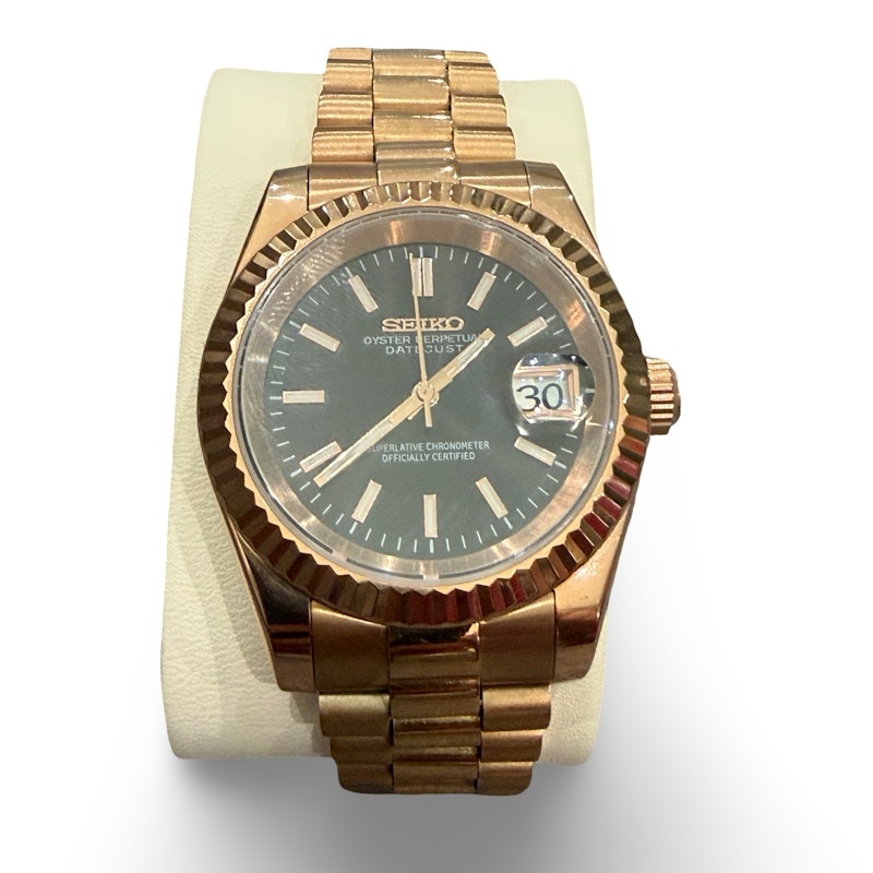 Seiko Custom Mod Datejust Style Automatic Rose Gold Watch