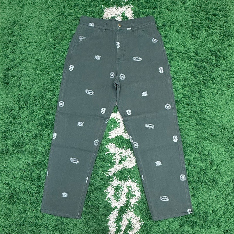 Sinclair All-Over Embroidered Logo Pants Dark Green