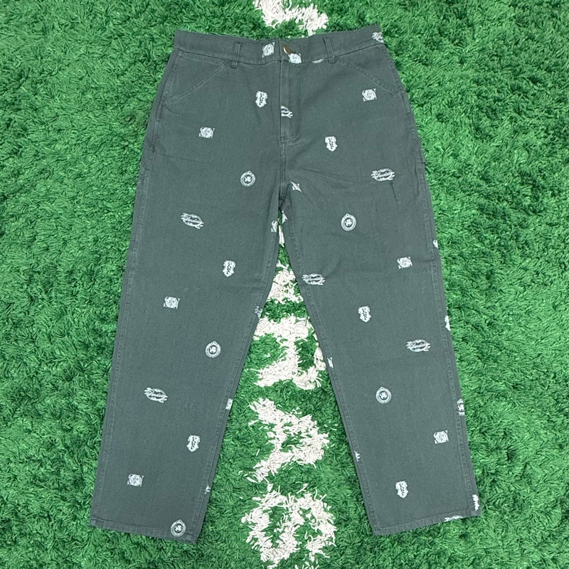 Sinclair All-Over Crest Print Pants Dark Green