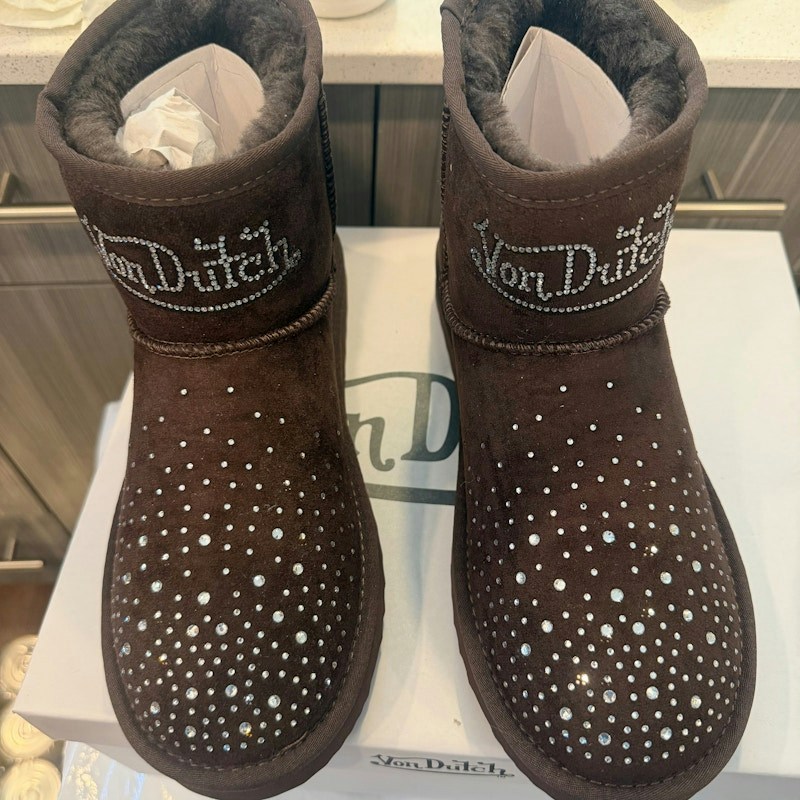Von Dutch Rhinestone Boots Chocolate