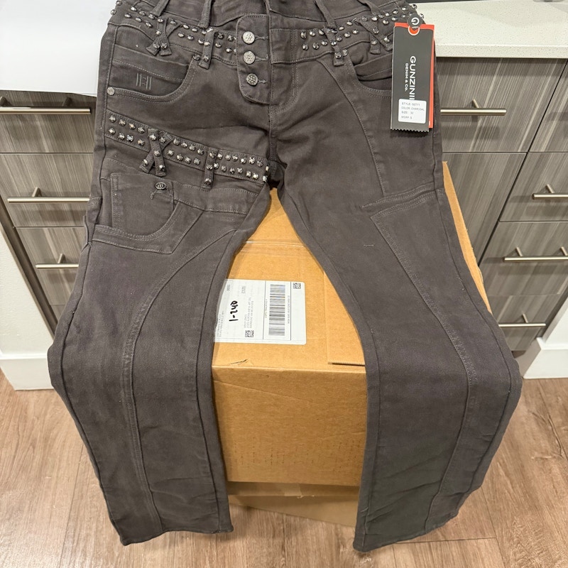 Gunzinii Studded Denim Jeans Charcoal