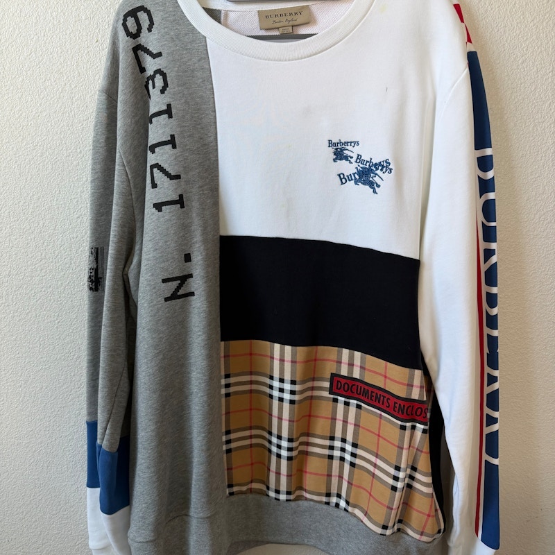 Burberry SS18 Documents Enclosed Patchwork Crewneck