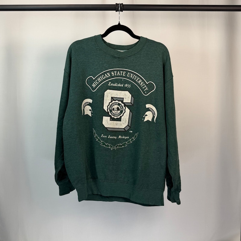 90s Michigan State University Crewneck Sweatshirt Green
