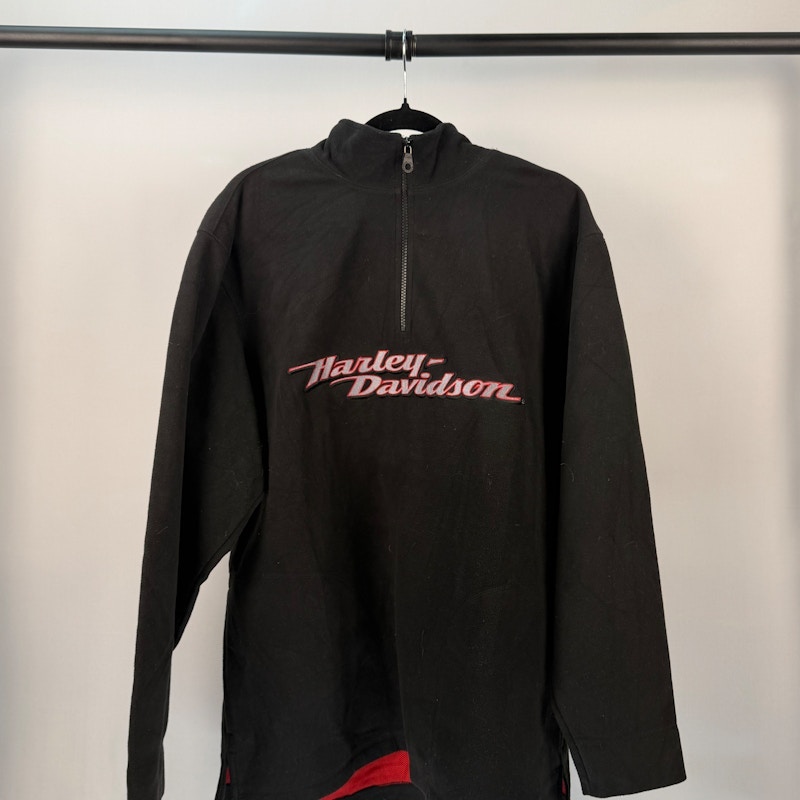 Harley-Davidson Quarter Zip Pullover Sweatshirt Black