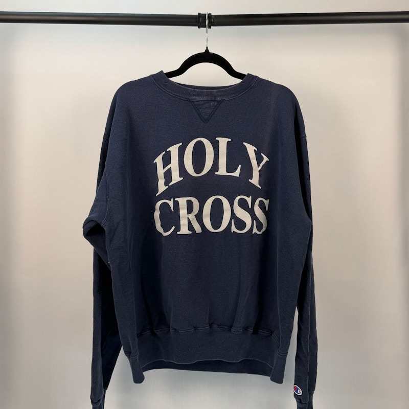 Champion Holy Cross Crewneck Sweatshirt Navy