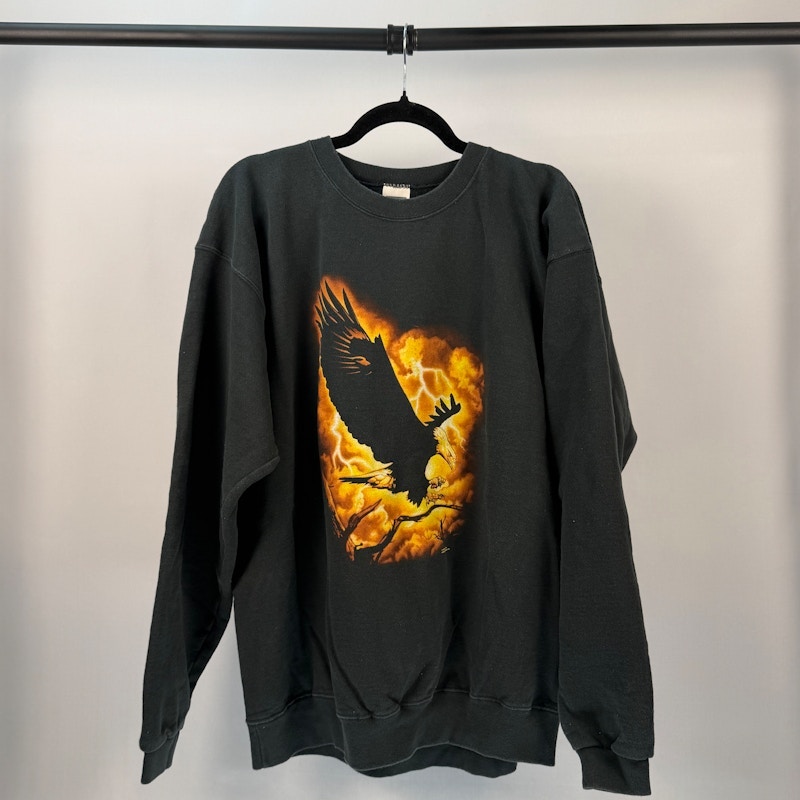 Eagle Lightning Graphic Crewneck Sweatshirt Black