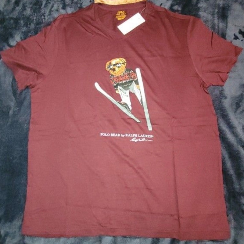 Ralph Lauren Polo Bear Skiing T-Shirt Red