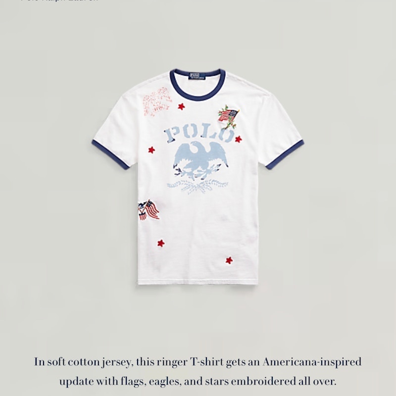 Polo Ralph Lauren Americana Embroidered Ringer T-Shirt White