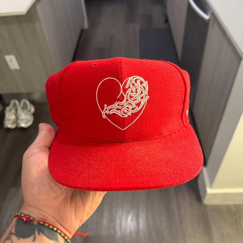 Chrome Hearts Heart Filigree Love You Fitted Hat Red