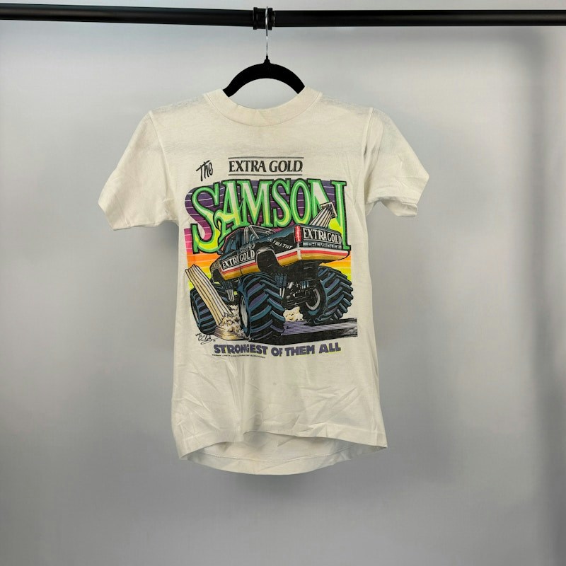 The Extra Gold Samson Monster Truck T-Shirt White