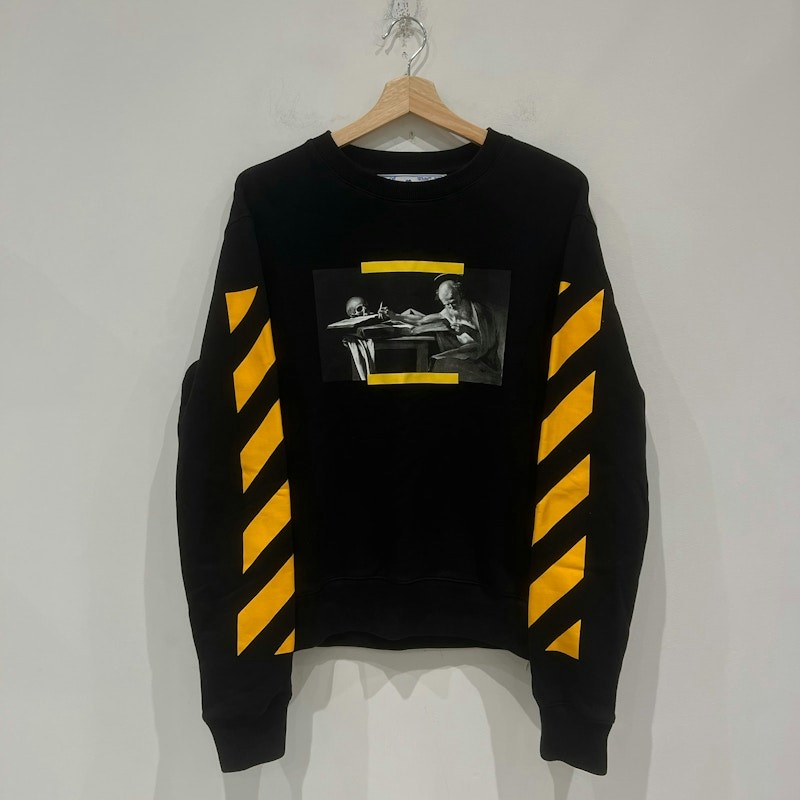 OFF-WHITE Caravaggio Jerome Writing Print Sweatshirt Black Yellow