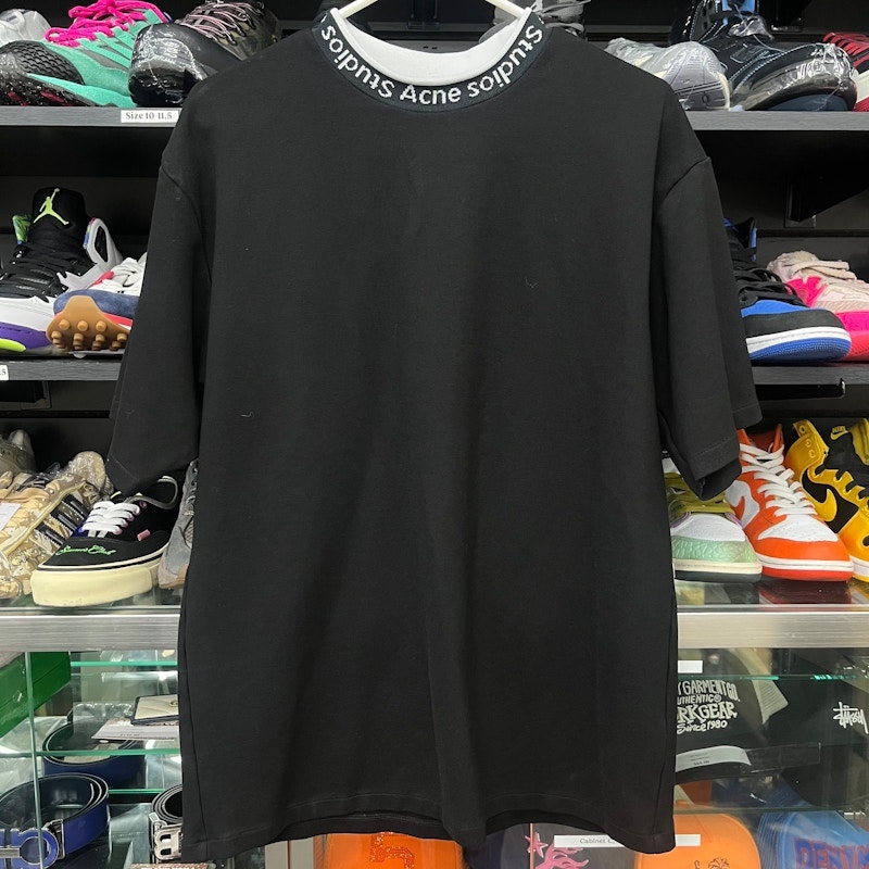 Acne Studios Face Logo Collar T-Shirt Black