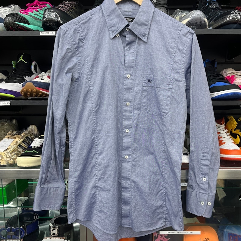 Burberry Black Label Long-Sleeve Button-Down Shirt Blue