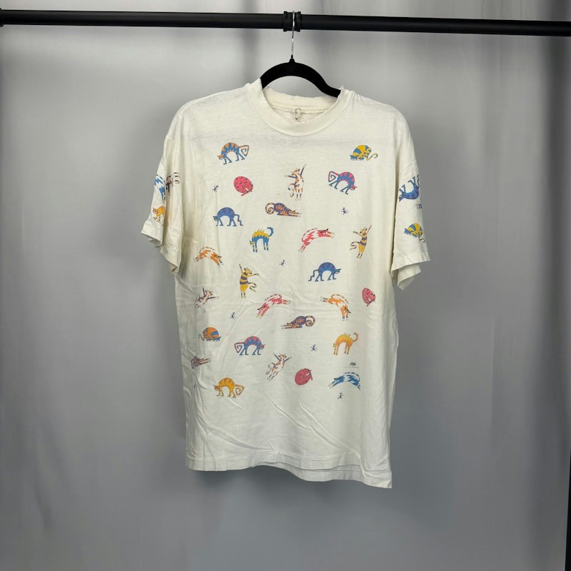 90s Dan Gilbert All-Over Print Cats T-Shirt