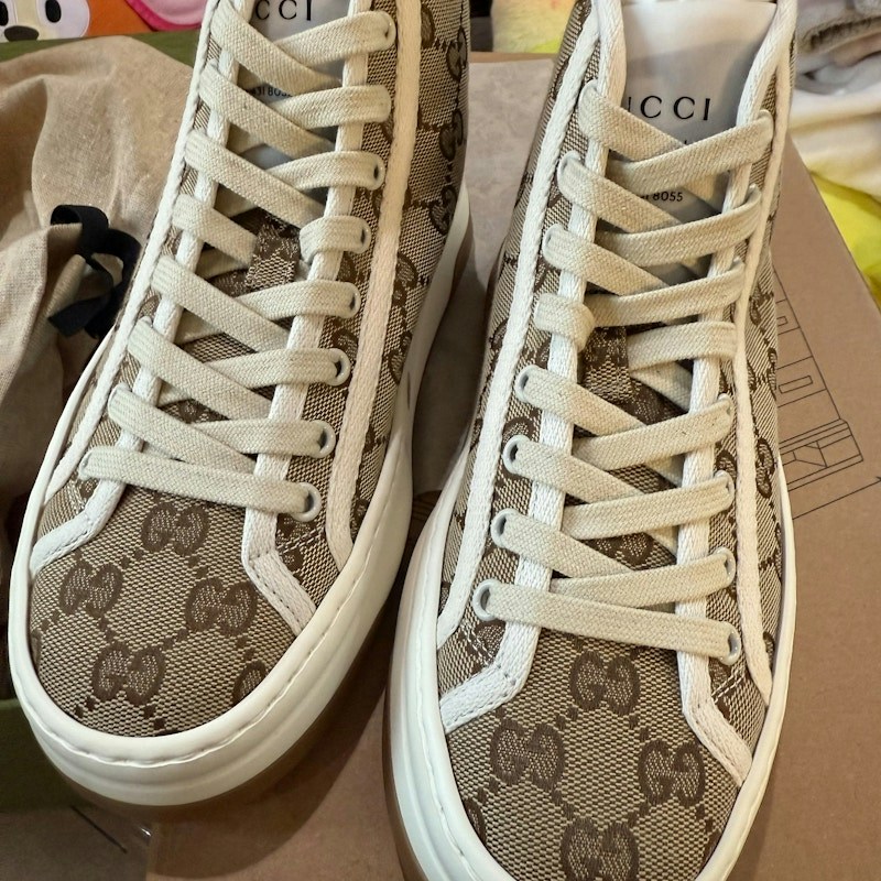 Gucci Tennis 1977 High Top Sneaker Beige Ebony