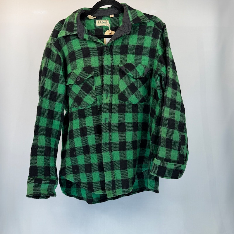 L.L. Bean Plaid Flannel Shirt Green Black