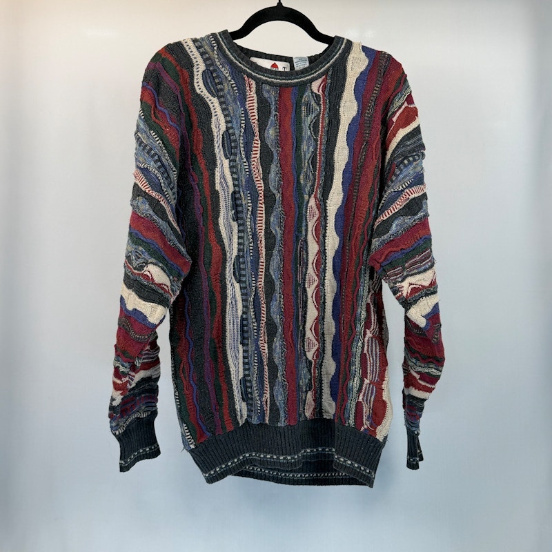 Coogi Multicolor 3D Knit Crewneck Sweater