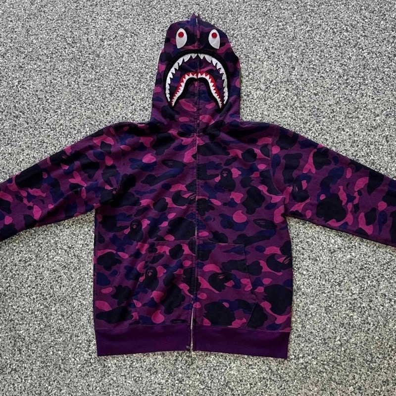 A Bathing Ape Shark Full Zip Hoodie Purple