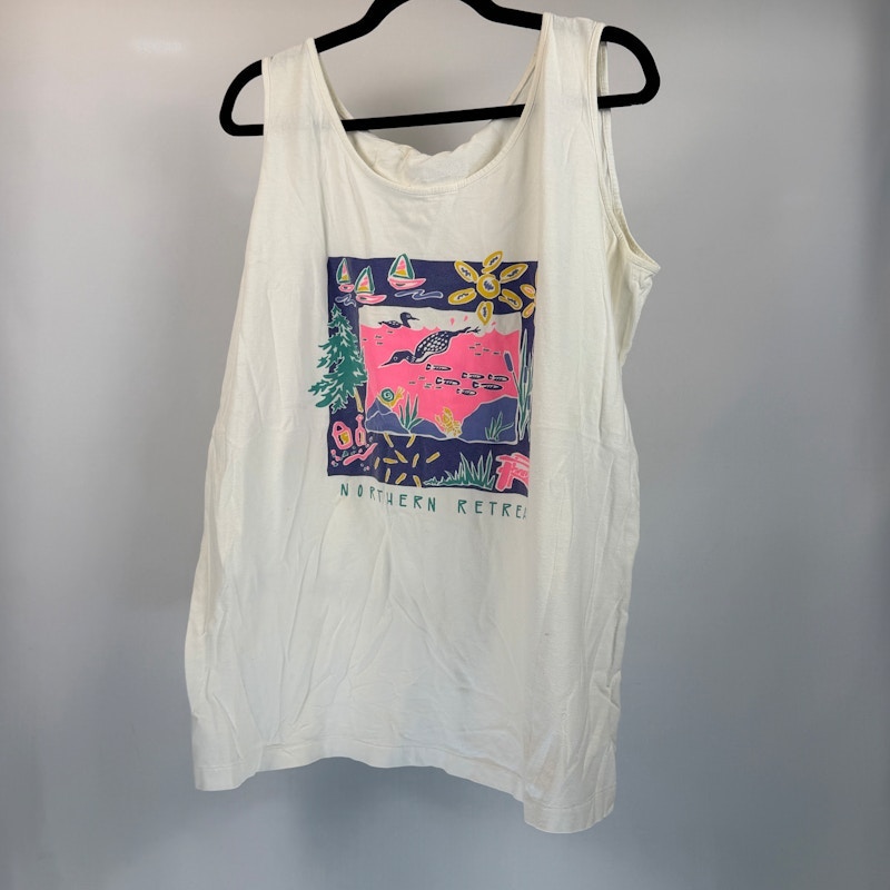 Northern Retreat Graphic Tank Top White