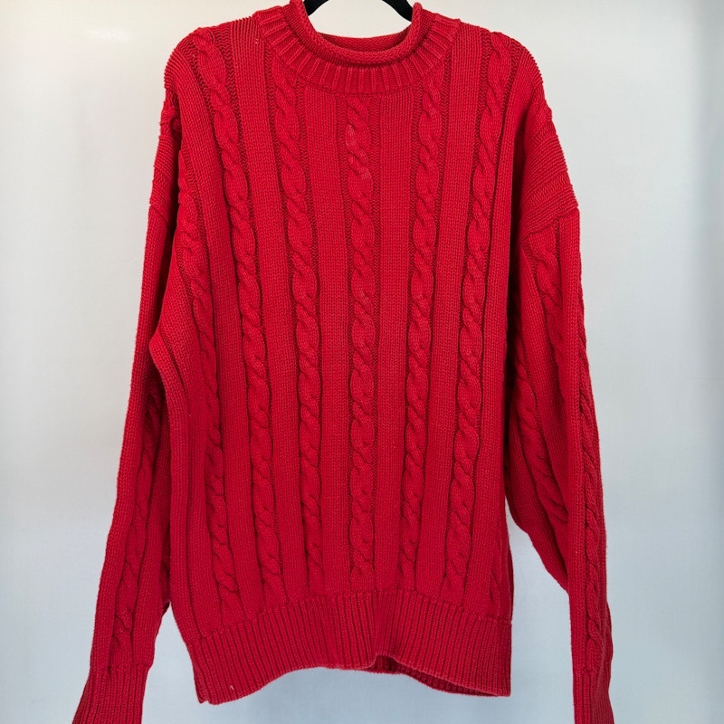 Cable Knit Sweater Red
