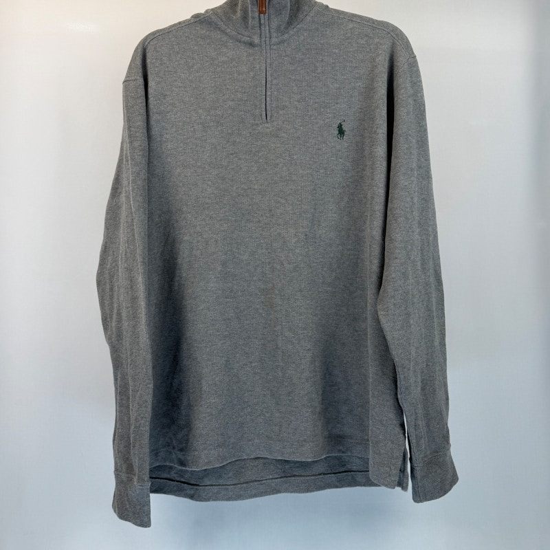 Ralph Lauren Quarter Zip Pullover Sweater Gray