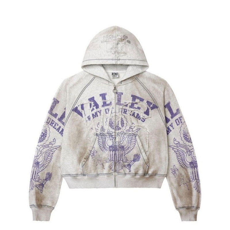 Vale Forever Army Zip-Up Hoodie Grey