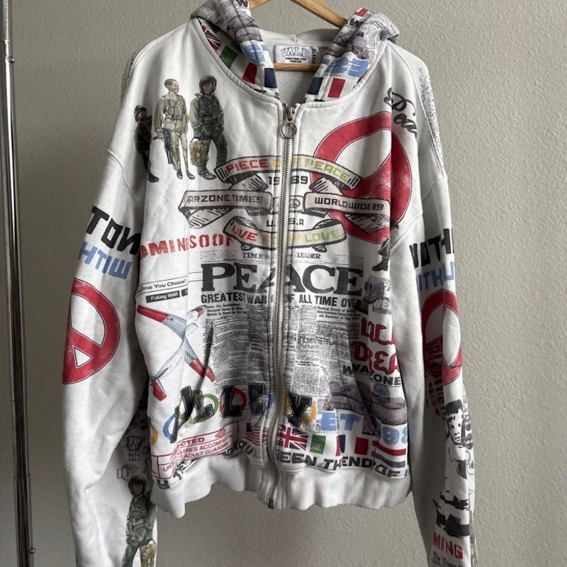 Vale Peace Zip Up Hoodie White